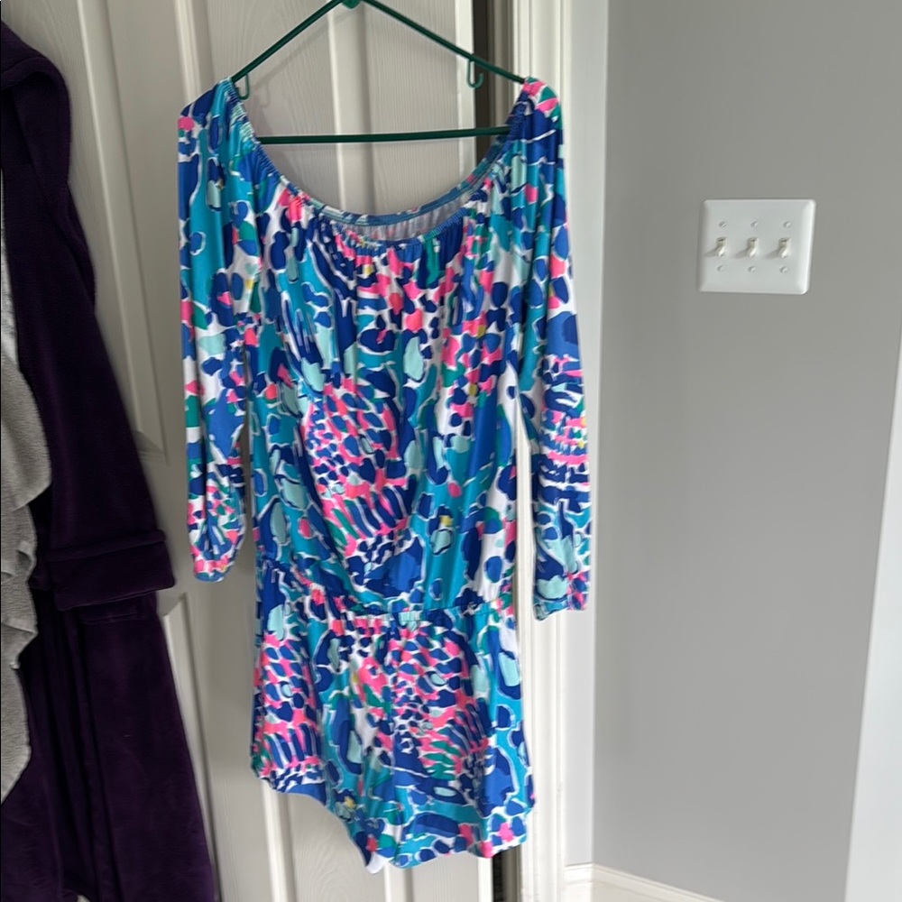 Vibrant Blue and Pink Women's Romper